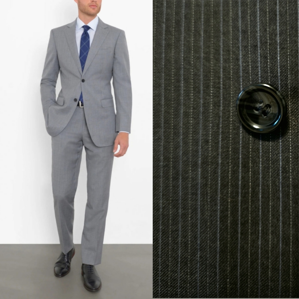 Stafford Wool Charcoal Pinstripe Men's Suit Blazer Sz.42S Pants 38 x 29